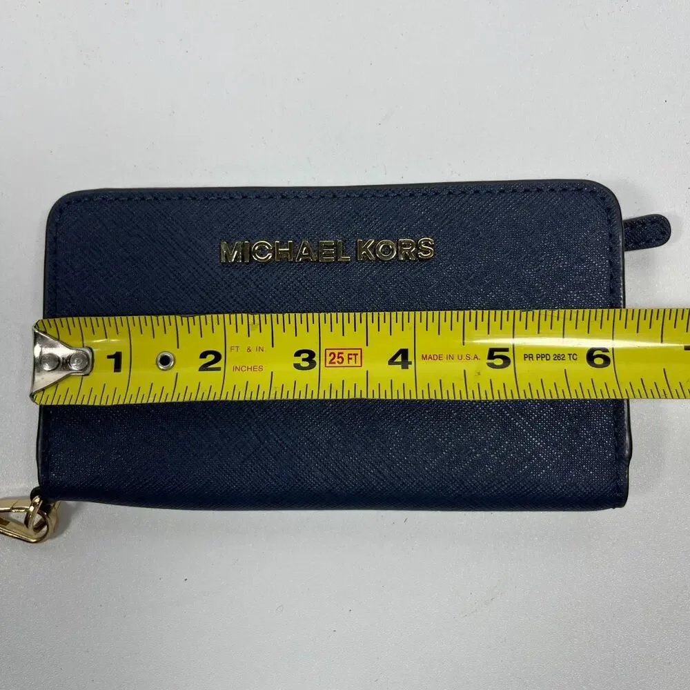 MICHAEL KORS Wallet Jet Set Travel Saffiano Leather Smartphone Wristlet Blue